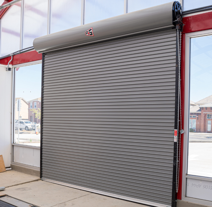 a photo of a commercial garage door